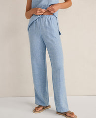 Ann Taylor Azure Blue Haven Well Within Linen Slim Pants