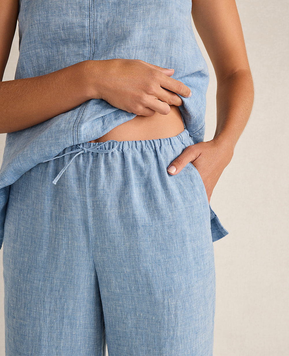 Ann Taylor Azure Blue Haven Well Within Linen Slim Pants
