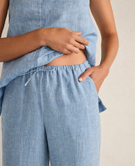 Ann Taylor Azure Blue Haven Well Within Linen Slim Pants