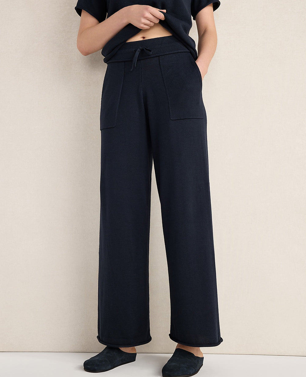 Ann Taylor Indigo Haven Well Within Cotton Knit Wide Leg Pants