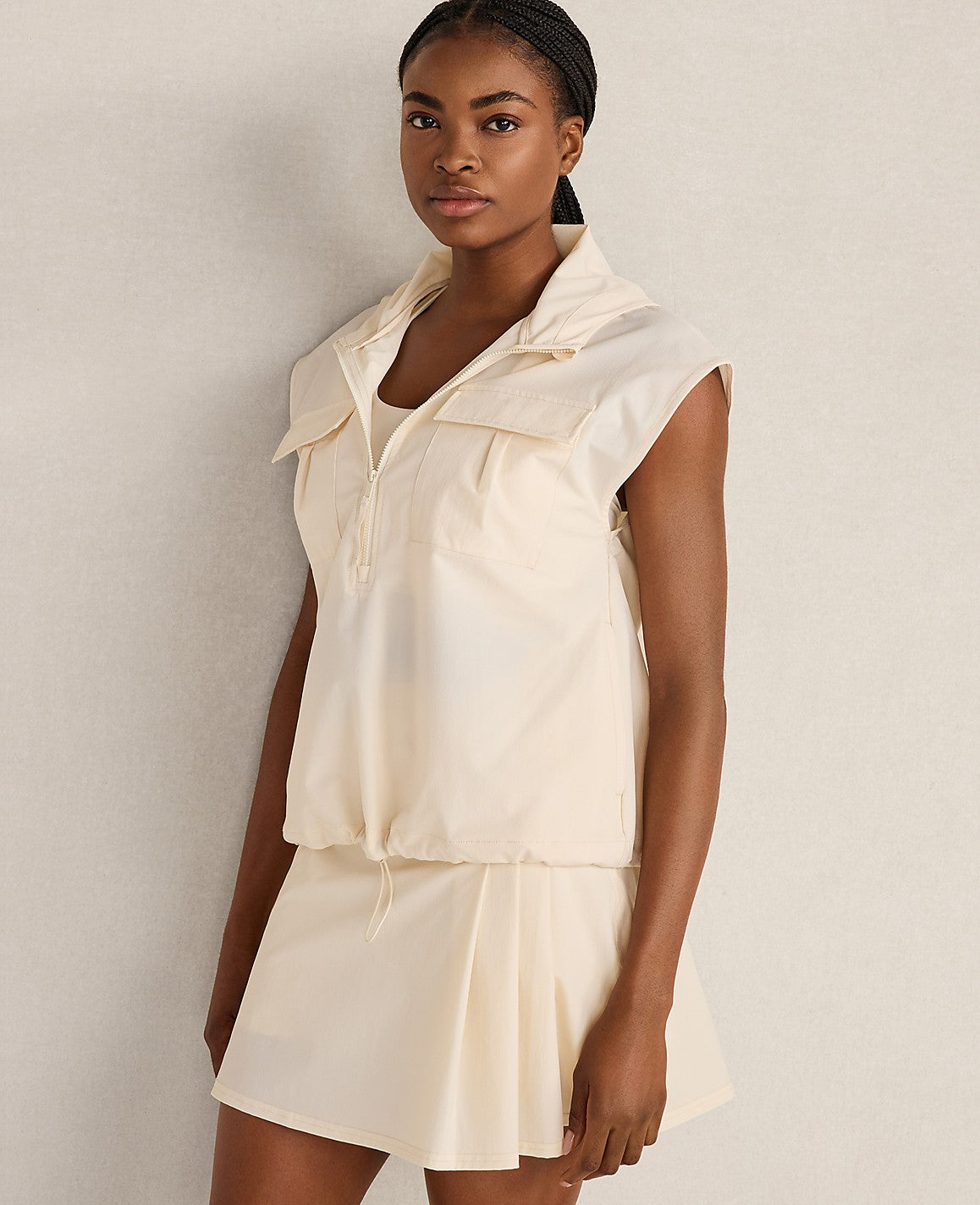 Ann Taylor Sandstone Haven Well Within Woven Nylon Hooded Vest
