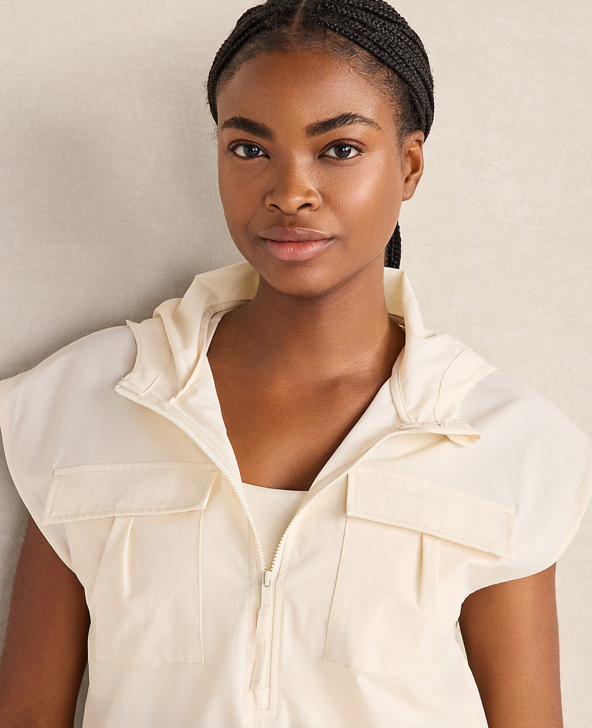 Ann Taylor Sandstone Haven Well Within Woven Nylon Hooded Vest