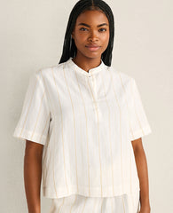 Ann Taylor Ivory Haven Well Within Silky Linen Blend Top