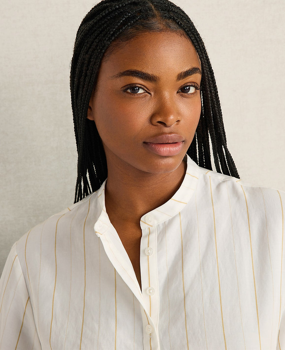 Ann Taylor Ivory Haven Well Within Silky Linen Blend Top