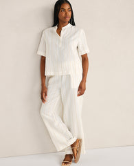 Ann Taylor Ivory Haven Well Within Silky Linen Blend Top