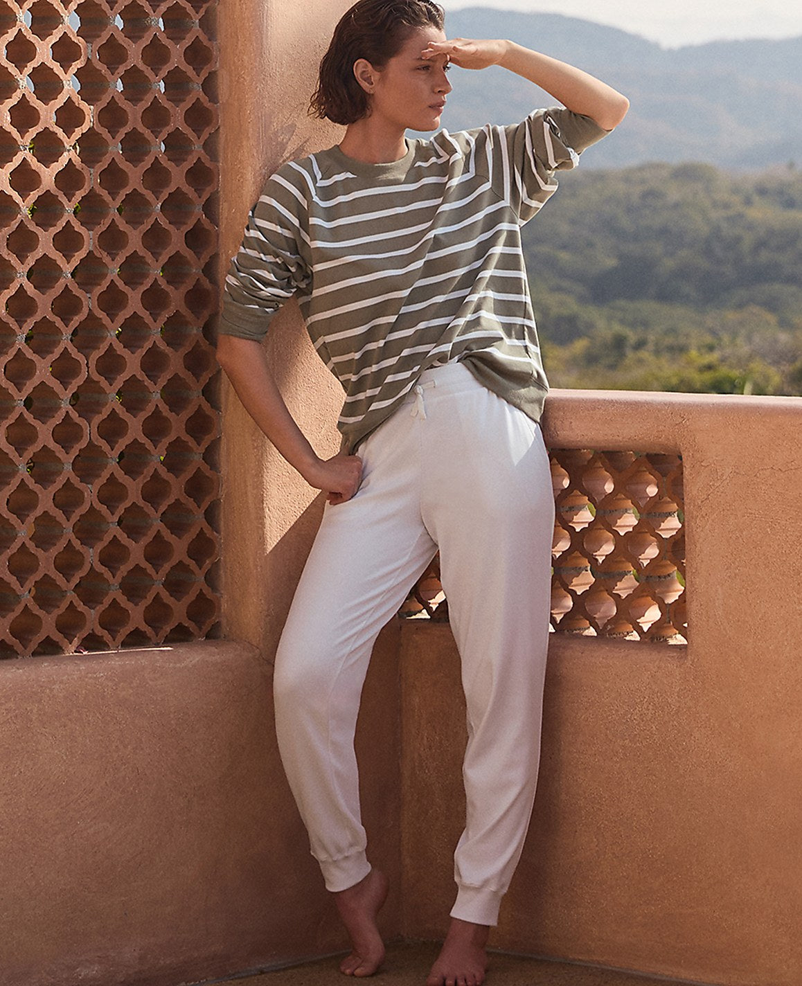 Ann Taylor Vetiver Haven Well Within Organic Cotton Interlock Everyday Sweatshirt