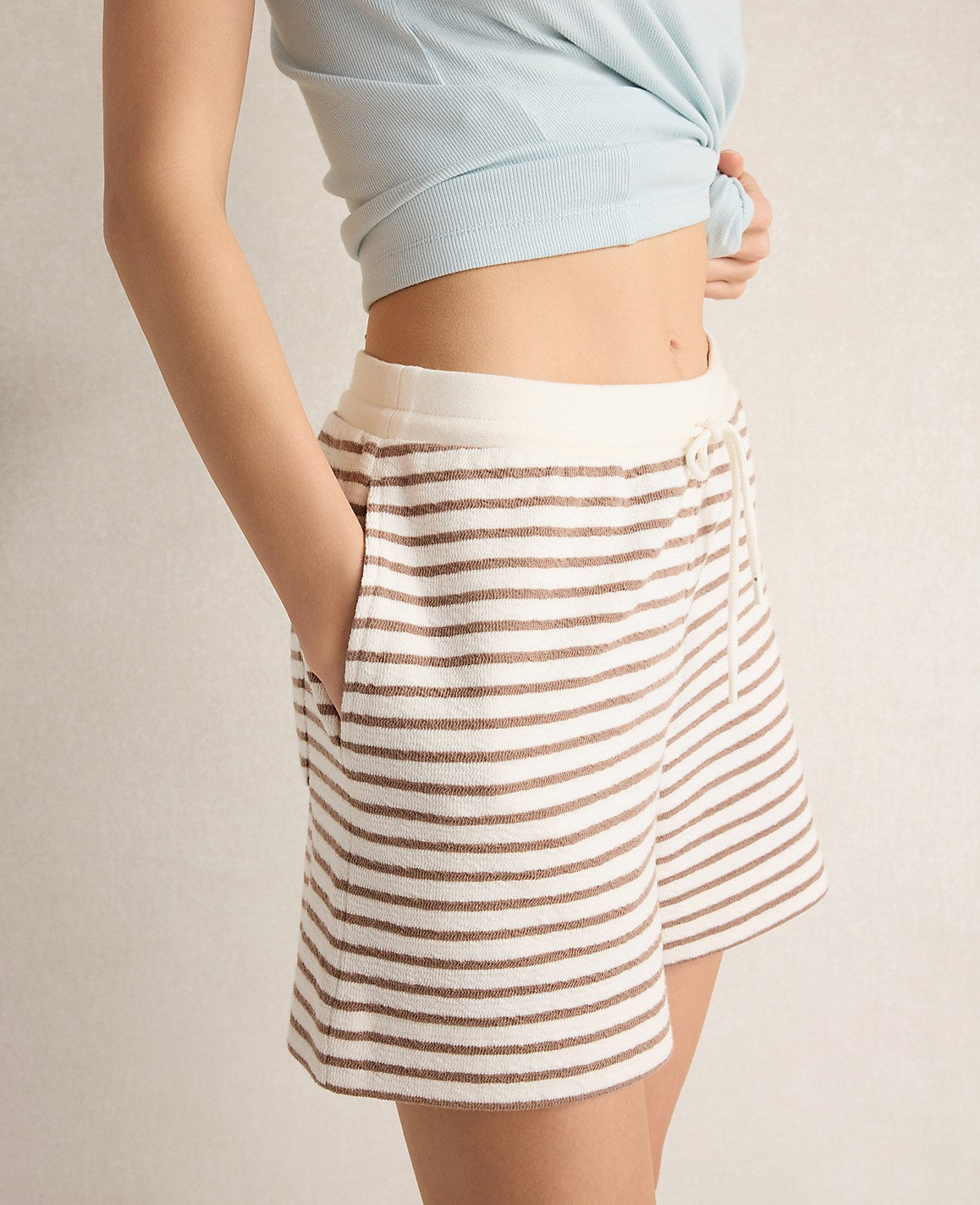 Ann Taylor Chestnut Brown Haven Well Within Cotton Blend Textured Shorts