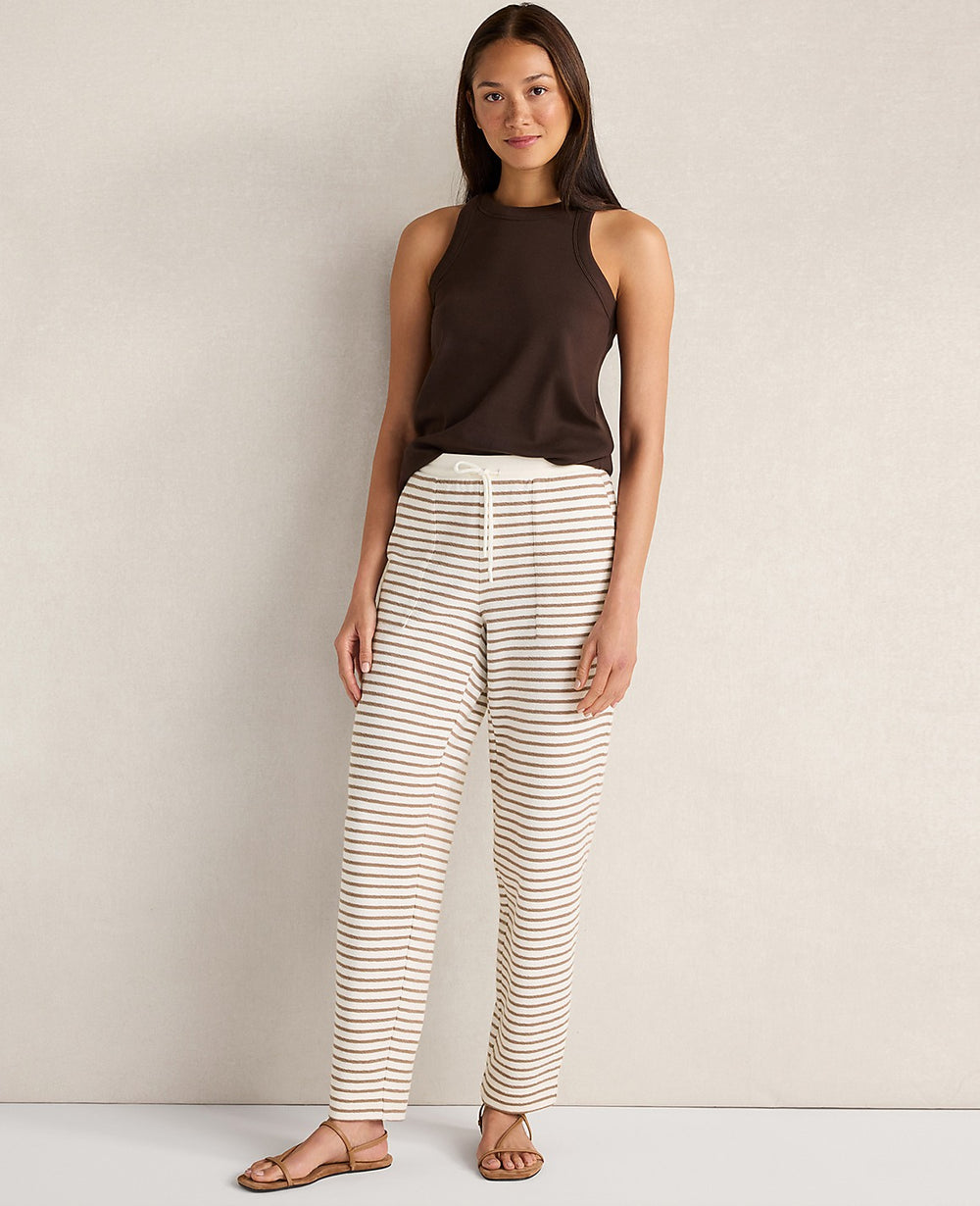 Ann Taylor Chestnut Brown Haven Well Within Cotton Blend Textured Barrel Leg Pants