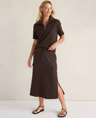 Ann Taylor Coffee Bean Haven Well Within Organic Cotton Interlock Half-Zip Collared Top