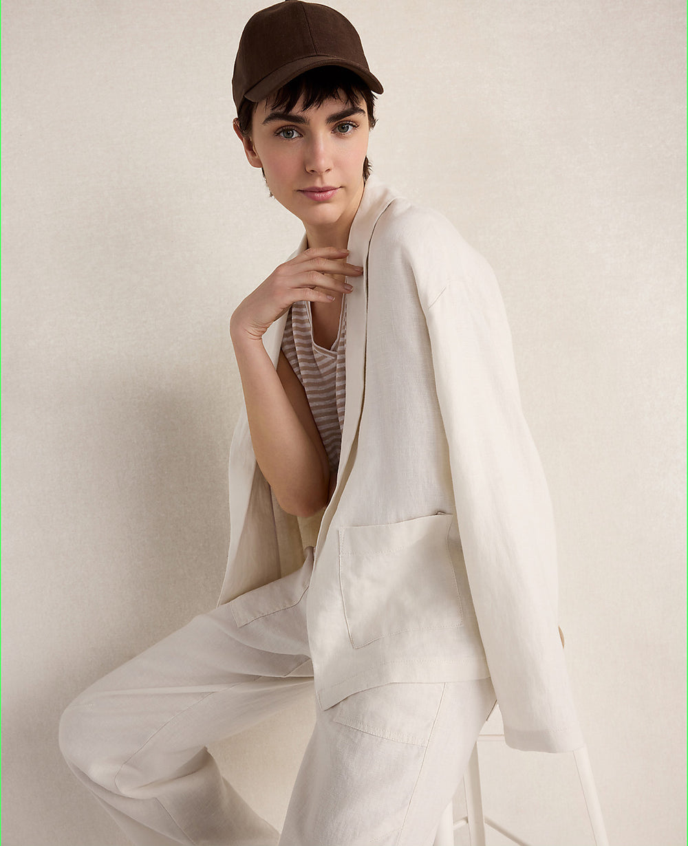 Ann Taylor Ivory Haven Well Within Heavyweight Linen Blazer