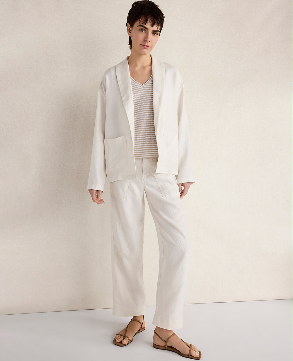 Ann Taylor Ivory Haven Well Within Heavyweight Linen Blazer
