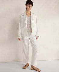 Ann Taylor Ivory Haven Well Within Heavyweight Linen Blazer