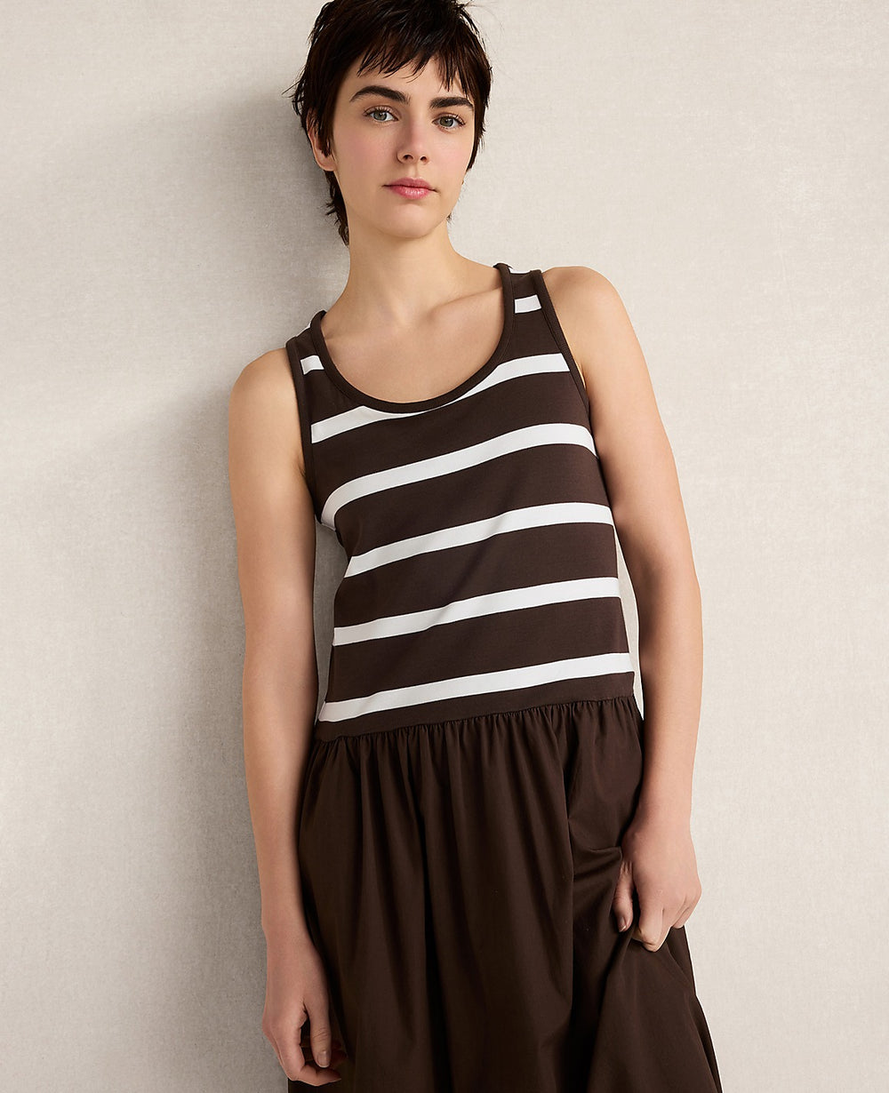 Ann Taylor Fresh Coffee Haven Well Within Organic Cotton Stripe Midi Dress