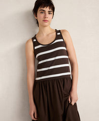 Ann Taylor Fresh Coffee Haven Well Within Organic Cotton Stripe Midi Dress