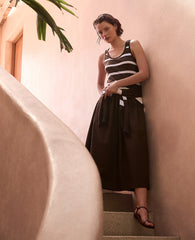 Ann Taylor Fresh Coffee Haven Well Within Organic Cotton Stripe Midi Dress