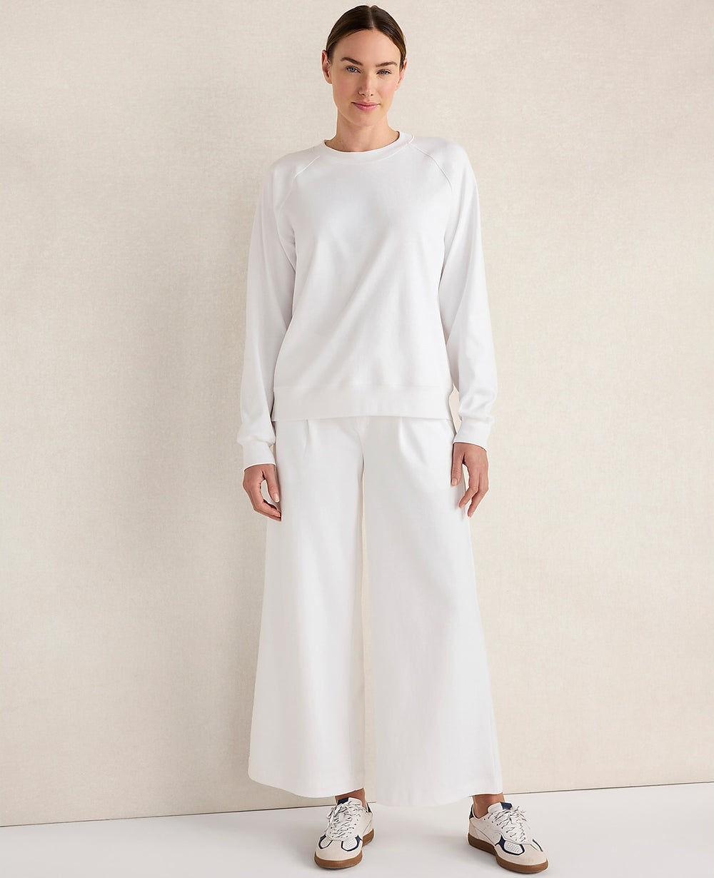 Ann Taylor White Haven Well Within Organic Cotton Interlock Everyday Sweatshirt