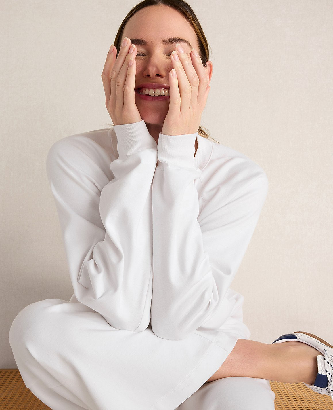 Ann Taylor White Haven Well Within Organic Cotton Interlock Everyday Sweatshirt