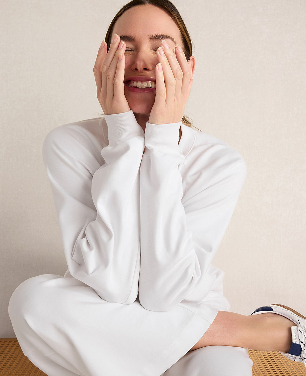 Ann Taylor White Haven Well Within Organic Cotton Interlock Everyday Sweatshirt