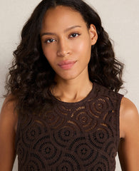 Ann Taylor Coffee Bean Haven Well Within Cotton Crochet Scalloped Tank