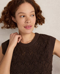 Ann Taylor Coffee Bean Haven Well Within Organic Cotton Chain Pointelle Sweater Vest