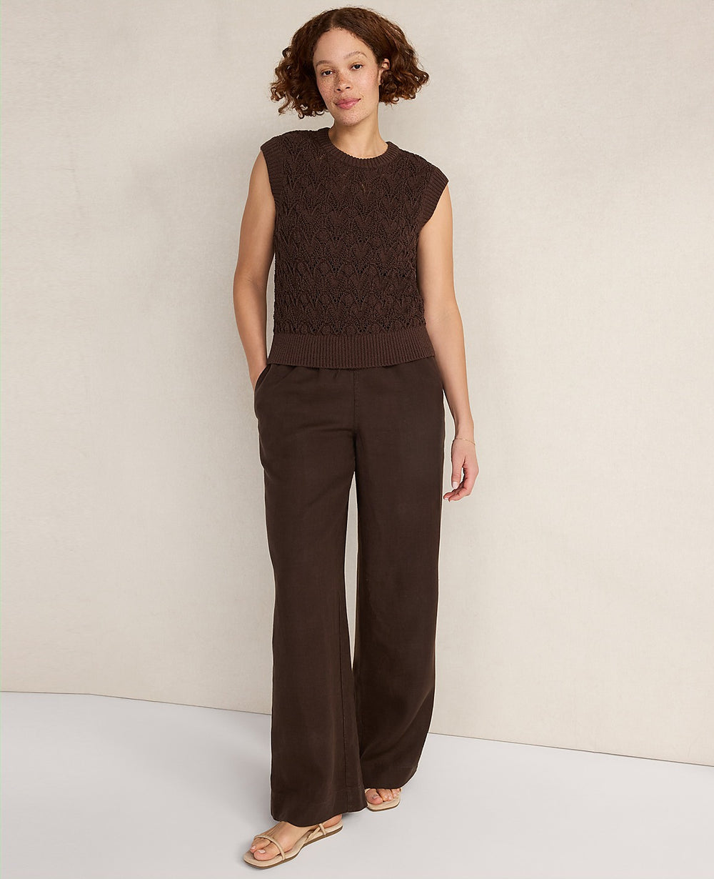 Ann Taylor Coffee Bean Haven Well Within Organic Cotton Chain Pointelle Sweater Vest