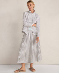 Ann Taylor Fresh Coffee Haven Well Within Organic Cotton Poplin Stripe Drop Waist Skirt