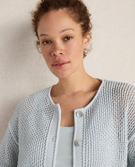 Ann Taylor Ice Blue Haven Well Within Cotton Blend Open Stitch Cardigan