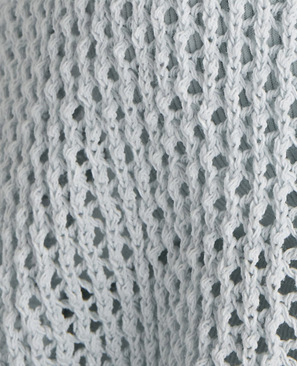 Ann Taylor Ice Blue Haven Well Within Cotton Blend Open Stitch Cardigan