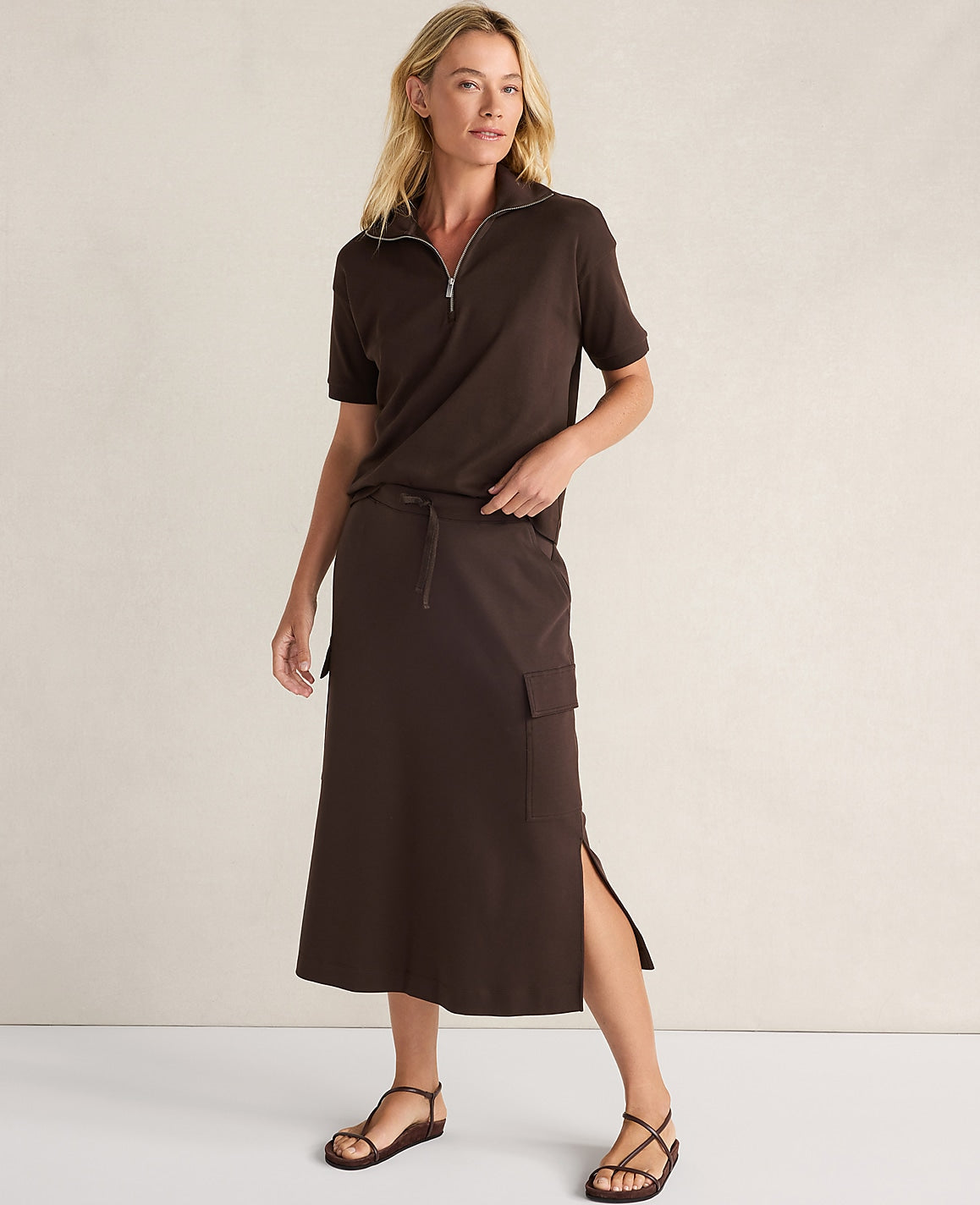 Ann Taylor Coffee Bean Haven Well Within Organic Cotton Interlock Cargo Skirt
