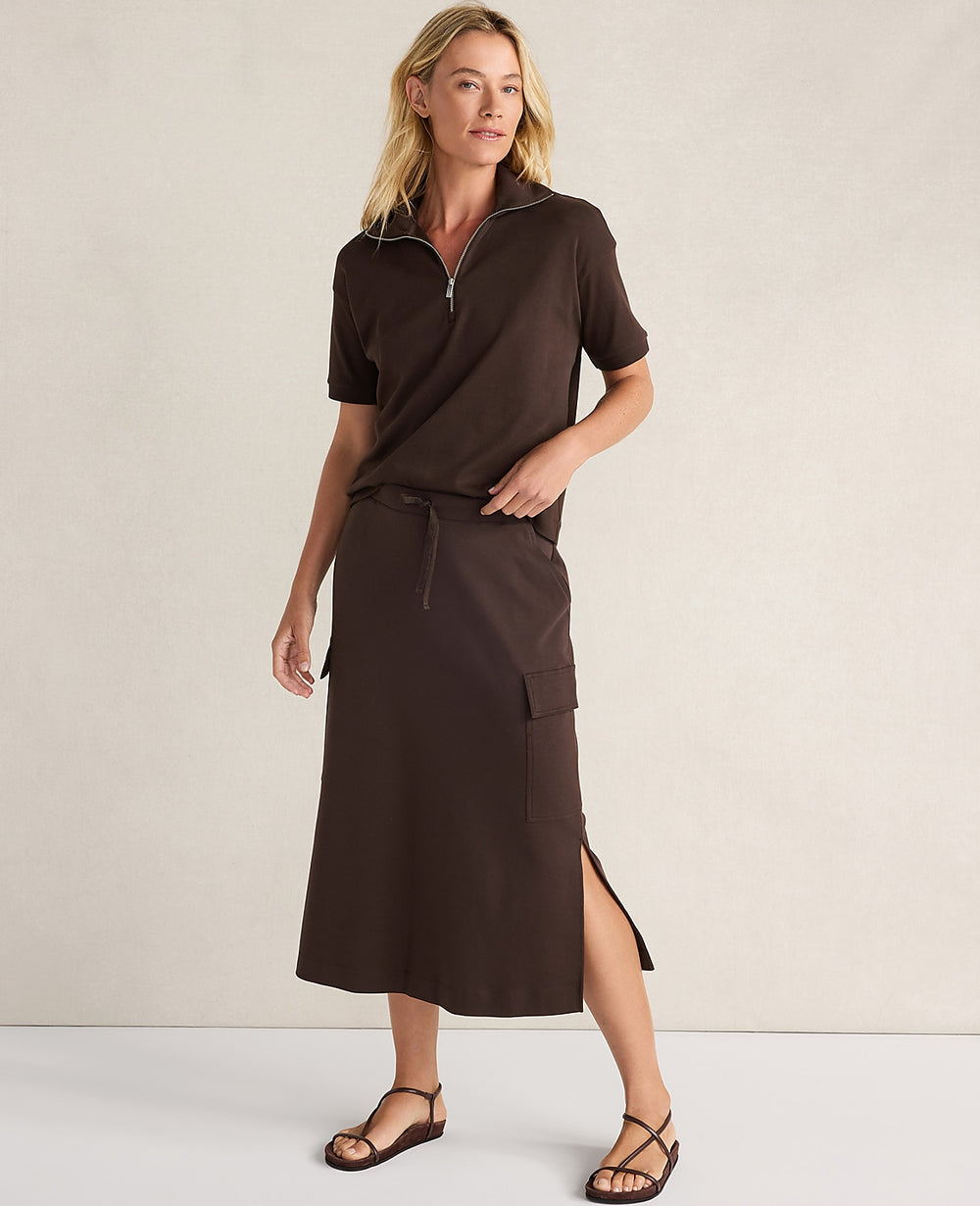 Ann Taylor Coffee Bean Haven Well Within Organic Cotton Interlock Cargo Skirt