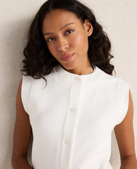 Ann Taylor Ivory Haven Well Within Cotton Blend Textured Short Sleeve Jacket