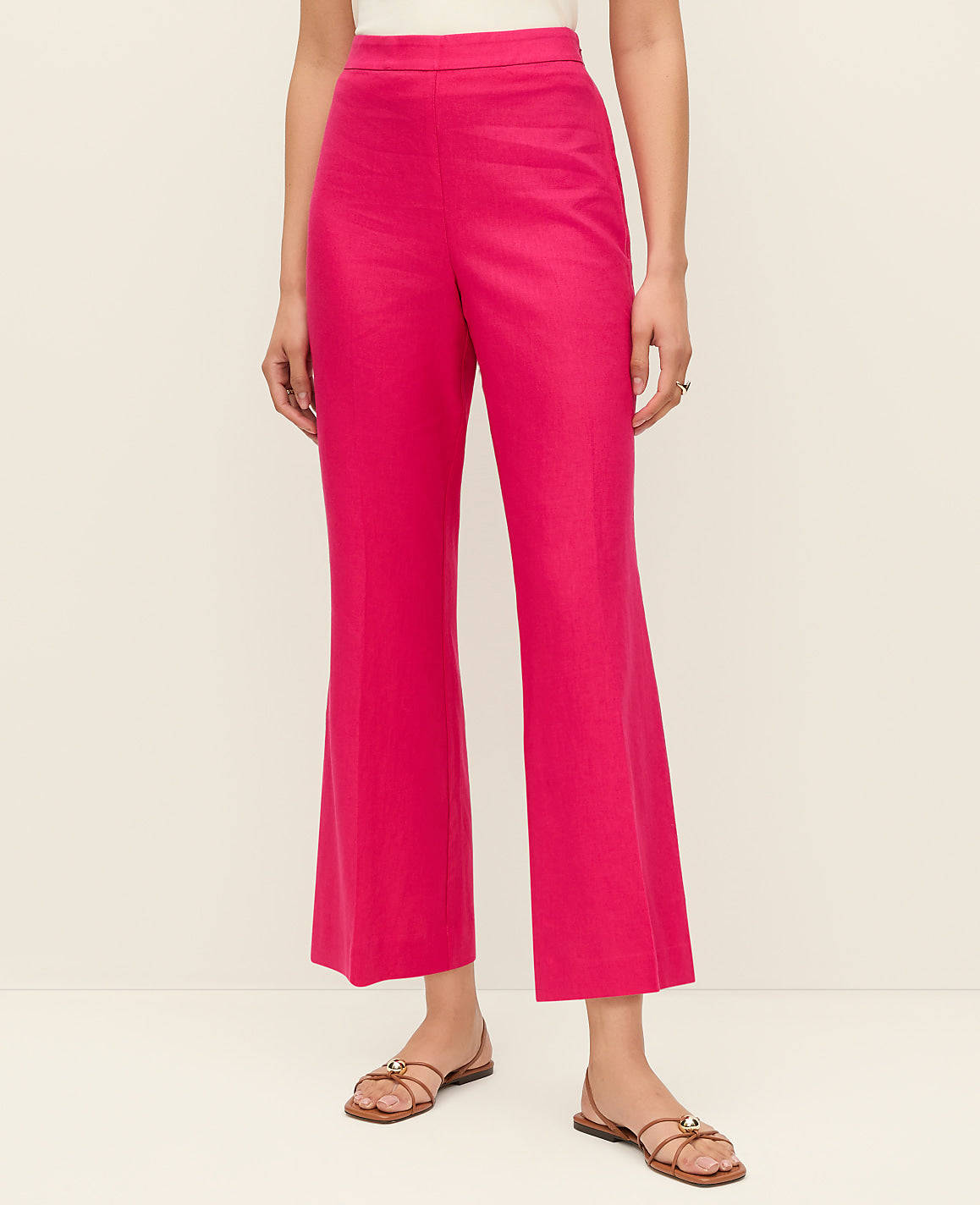 Ann Taylor Bougainvillea The Flare Ankle Pant in Linen Blend