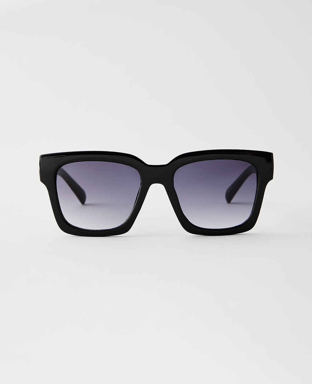 Ann Taylor Black Oversized Curved Square Sunglasses
