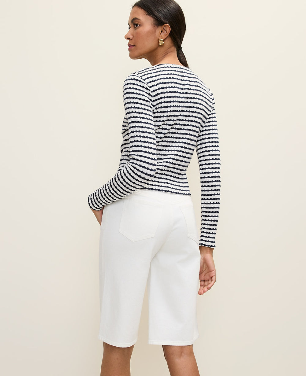 Ann Taylor Deep Navy/White Weekend Pointelle Cardigan