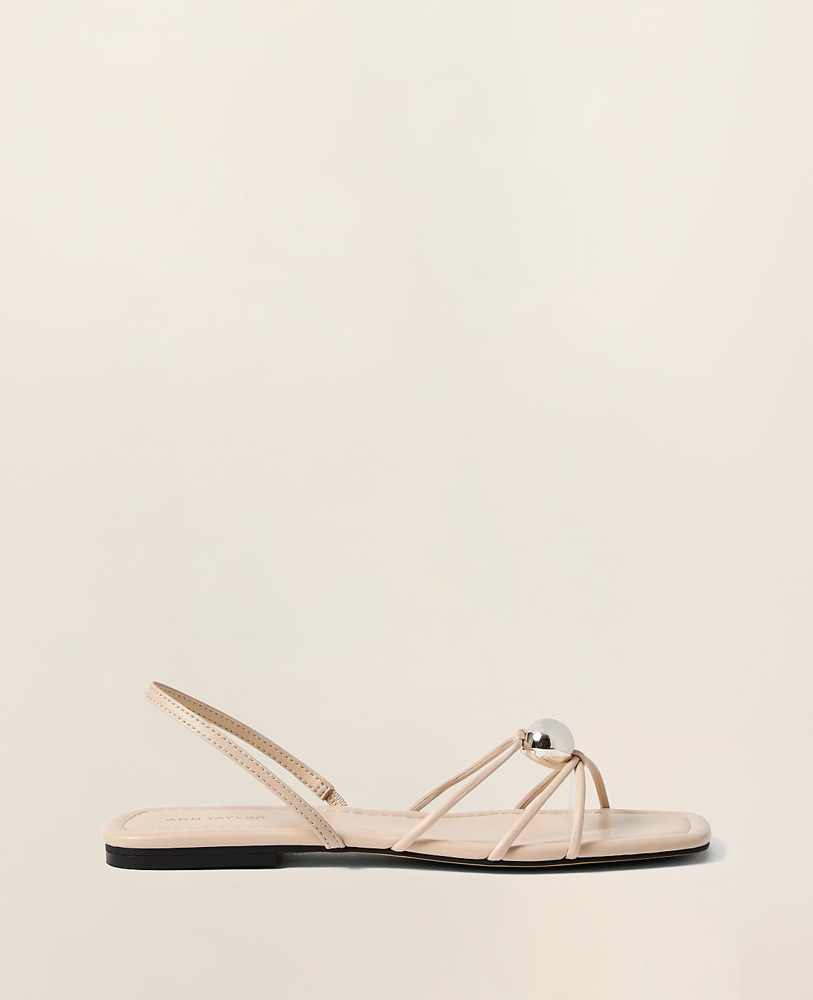 Ann Taylor Pearl Shadow Leather Hardware Embellished Sandal