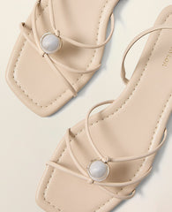 Ann Taylor Pearl Shadow Leather Hardware Embellished Sandal