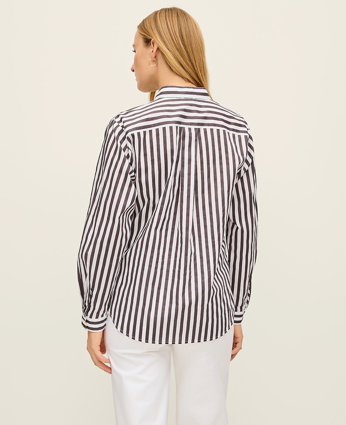 Ann Taylor Charcoal/White Striped Oversized Pocket Shirt