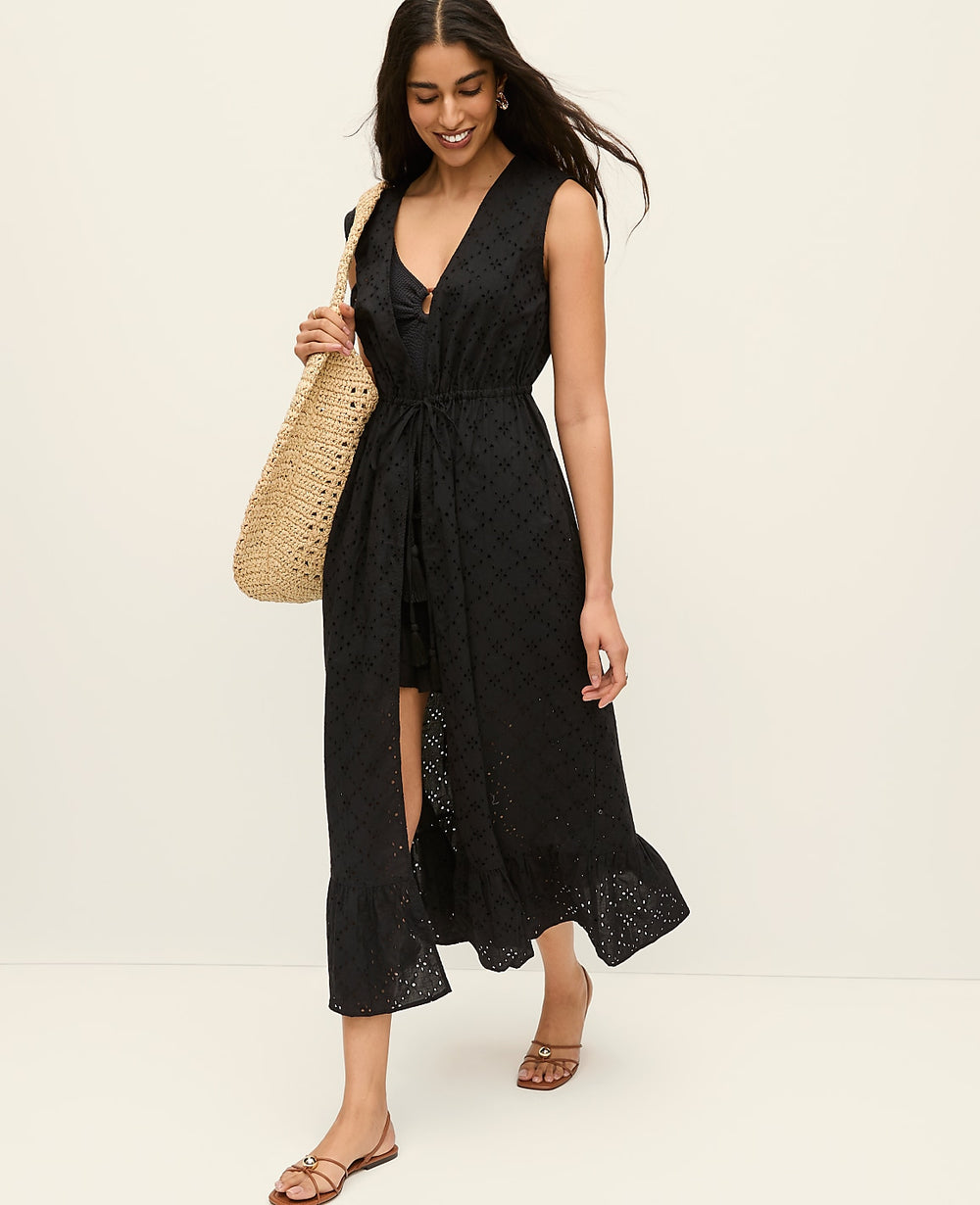 Ann Taylor Black Eyelet Kimono