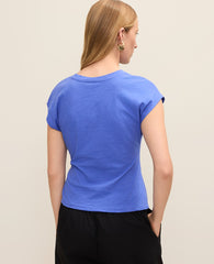 Ann Taylor Dream Blue Tie Waist Tee