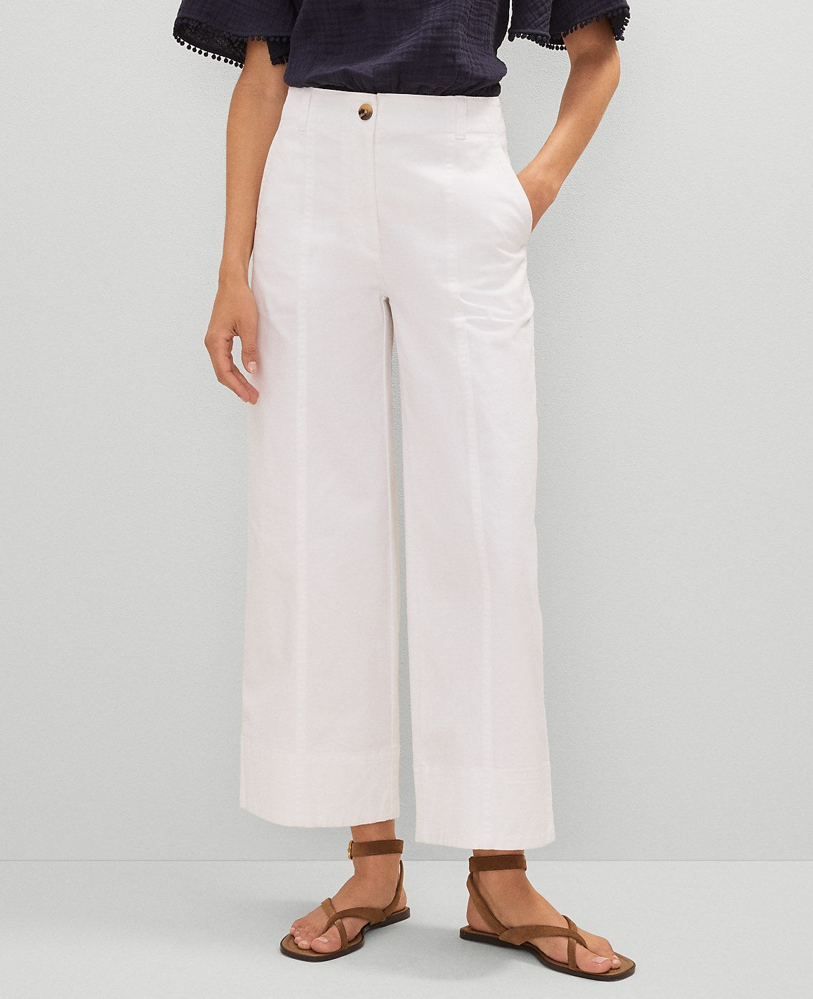 Ann Taylor White Weekend Wide-Leg Ankle Pant