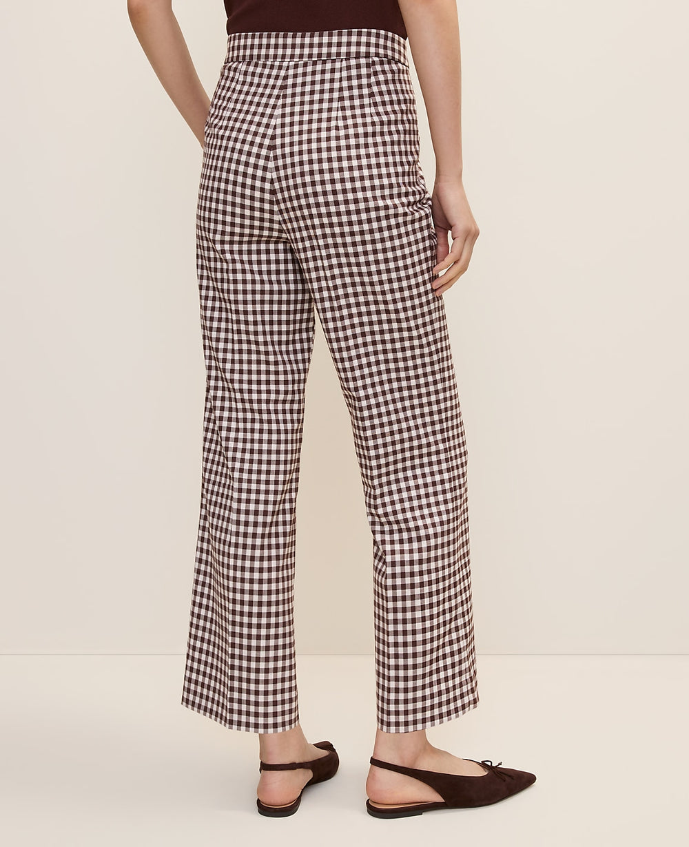 Ann Taylor Brown/White Check The Tall Side Zip Flare Pant in Gingham