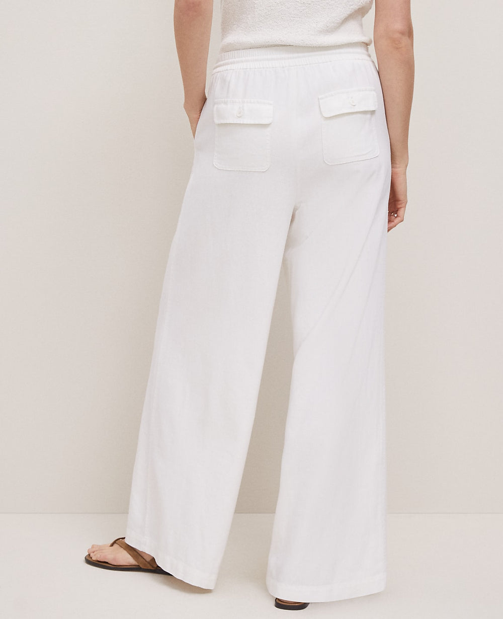 Ann Taylor White Weekend Easy Fit Wide-Leg Pant in Linen Blend