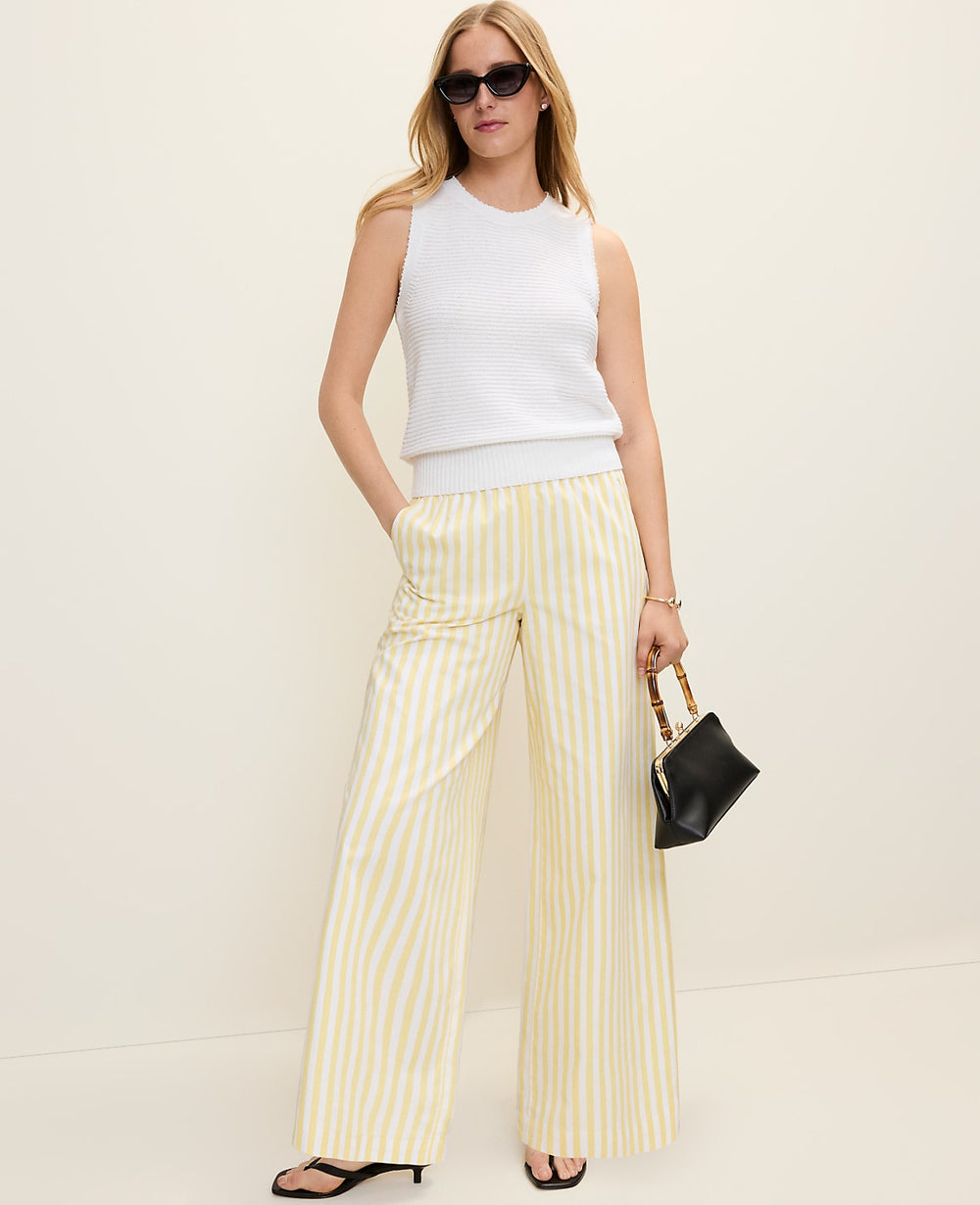 Ann Taylor Yellow Hibiscus Weekend Striped Easy Palazzo Pant