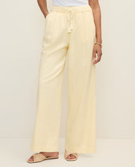 Ann Taylor Lemon Pavlova Weekend Easy Fit Wide-Leg Pant in Linen Blend