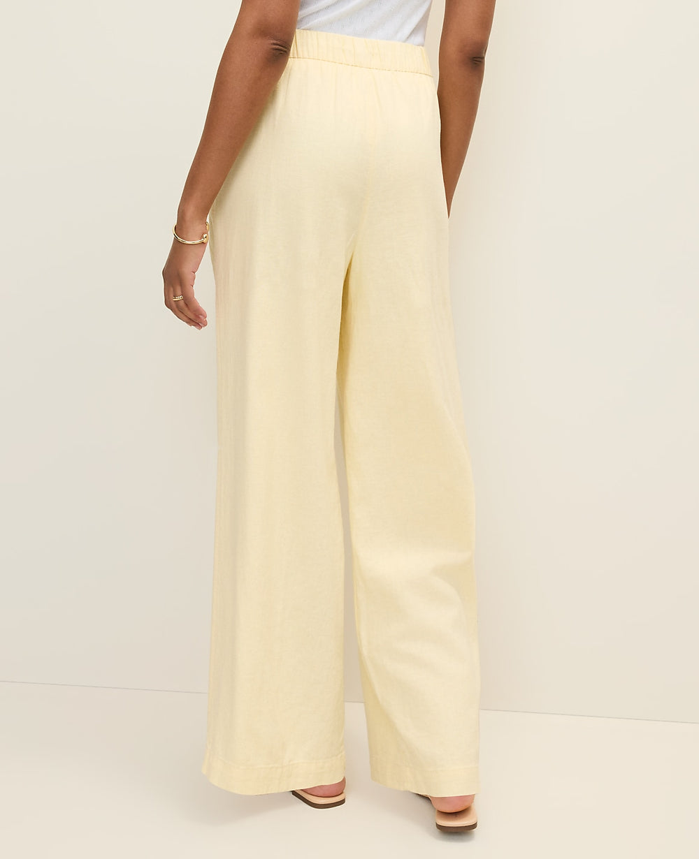 Ann Taylor Lemon Pavlova Weekend Easy Fit Wide-Leg Pant in Linen Blend
