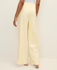 Ann Taylor Lemon Pavlova Weekend Easy Fit Wide-Leg Pant in Linen Blend