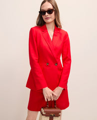 Ann Taylor Bright Cherry The Petite Crosby Blazer in Linen Blend