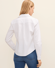 Ann Taylor White Petite Knotted Button Down Shirt