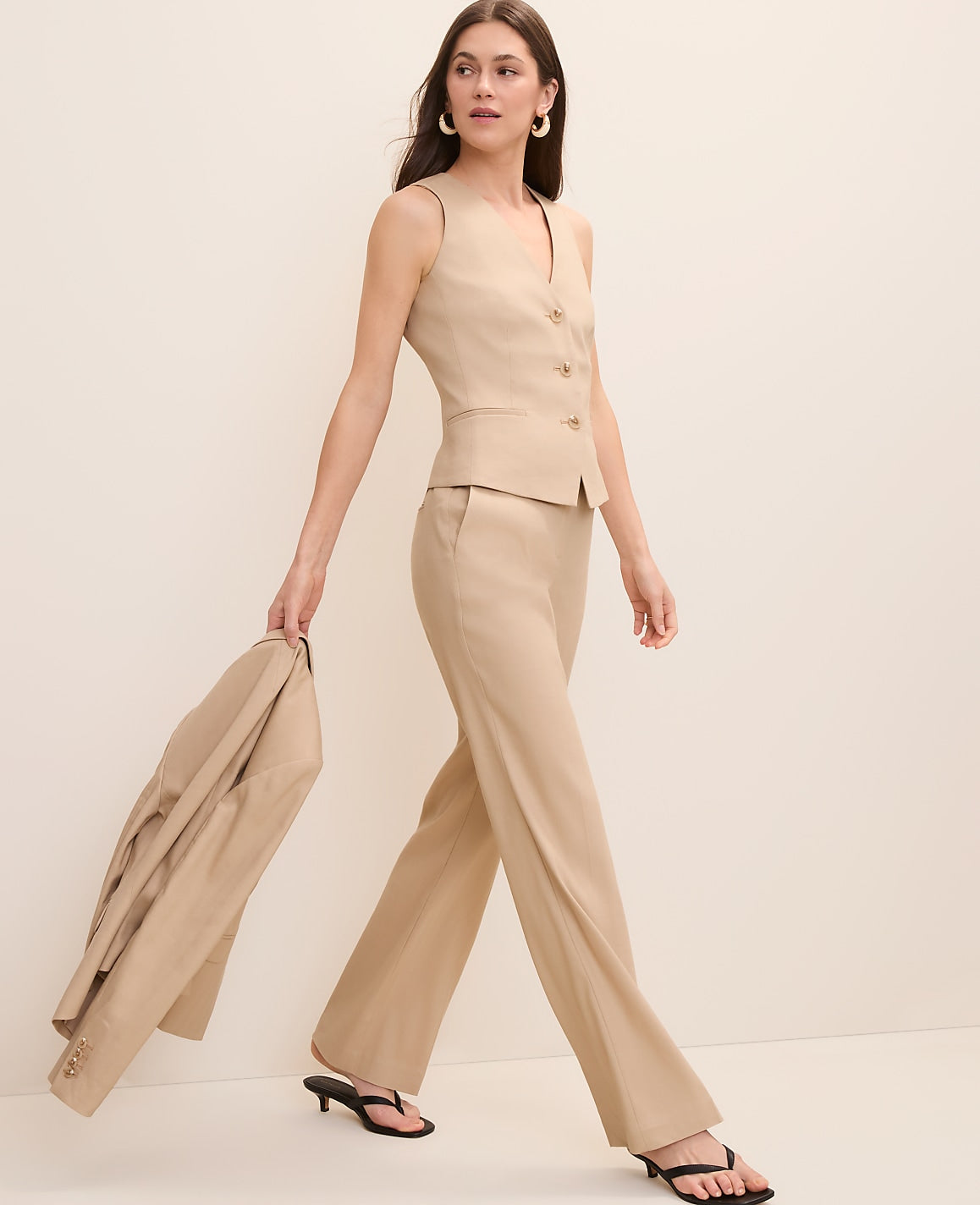 Ann Taylor Cool Sesame The Petite High Rise Trouser in Linen Blend