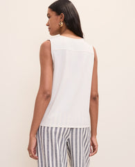 Ann Taylor Winter White Petite Mixed Media Button Down Top